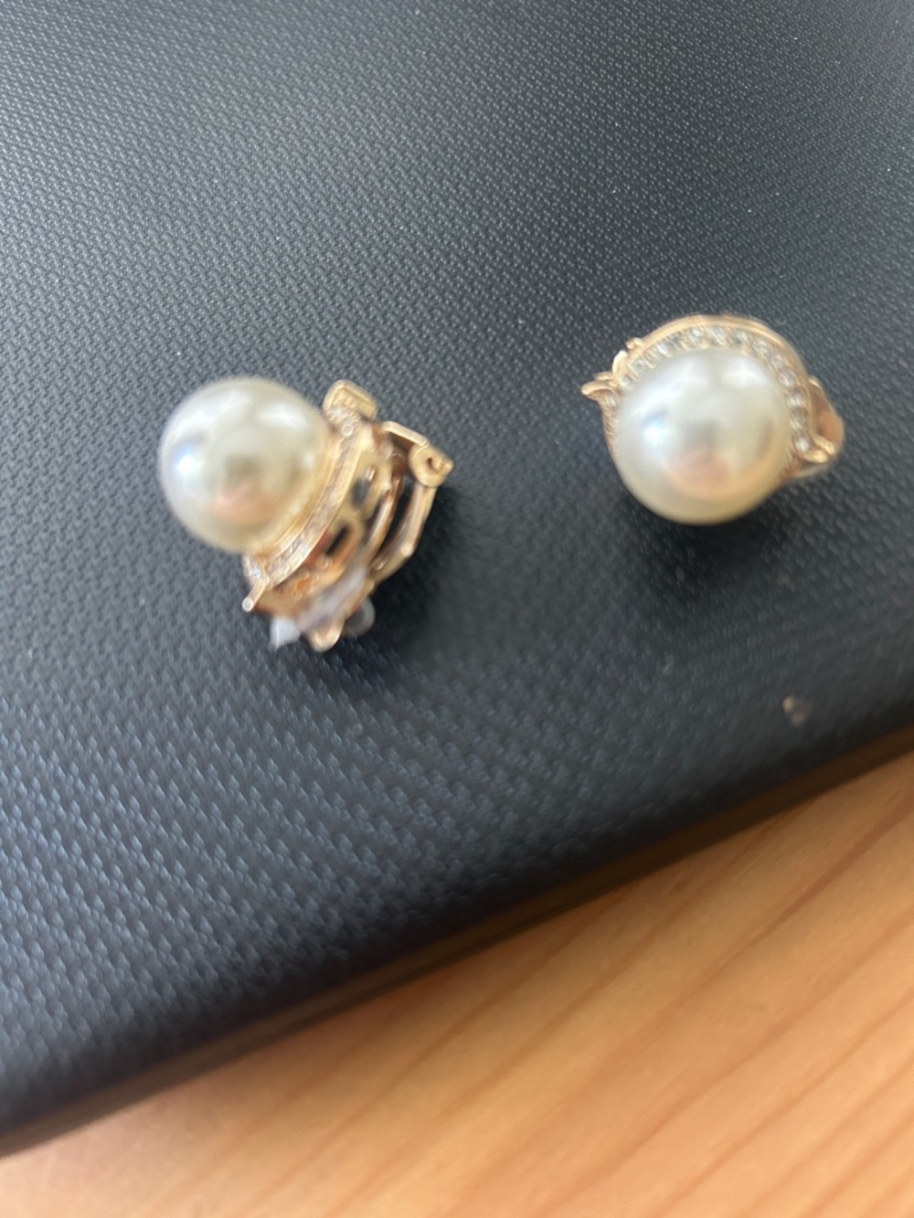 Classic Pearl and Gold Tone Clip-On Earrings - White Pearl